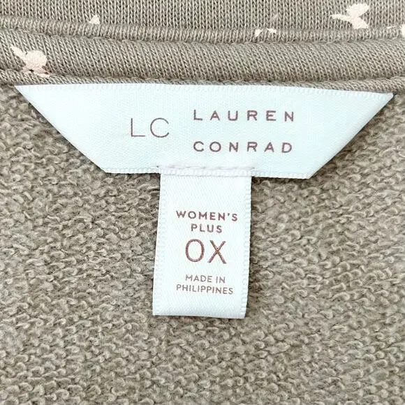 LC Lauren Conrad Tiny Floral Ruffle Terry Cloth Crewneck Sweatshirt OX - Picture 6 of 7